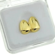 14k Gold Plated Double Two Tooth Grillz Right Side 2-Tooth Duece Caps Slugs Hip Hop Grills