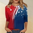 thumbnail image 2 of Bainana Independence Day Graphic Print Top For Women 3/4 Sleeve Crew Neck Pullover Tops Fashion Comfortable Ladies Female Festival Party Playwear Red Size Xxl, 2 of 5
