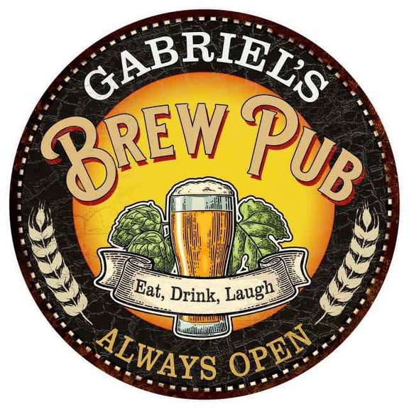 GABRIEL'S Beer Pub Man Cave Metal Sign Home Decor 14 inch Round 100140025403