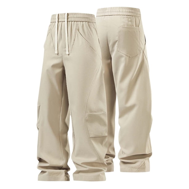 Pantalones largos para hombre, color liso, informales, lisos, a la moda, para exteriores, rectos, cortavientos, de poliéster