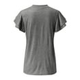thumbnail image 2 of Womens tshirts ruffle sleeve summer casual tee shirts round neck solid color cute tunic dressy casual business outfits, 2 of 7