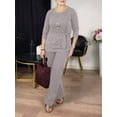 thumbnail image 4 of Women'S 2 Piece Outfits Suit Set Top Flared Pants Sets Business Pantsuits Light Brown XXL, 4 of 7