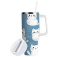 thumbnail image 2 of Stainless Steel Tumbler with Straw and Handle, Double Wall Insulated Tumblers White Cat, 2 of 9