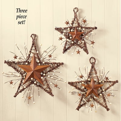 Rustic Country Primitive Berry Star Wall Decor Set Rustic Country Primitive Berry Star Wall Decor Set
