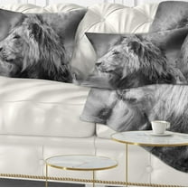 Designart Grey Wild African Lion - Animal Throw Pillow - 12x20