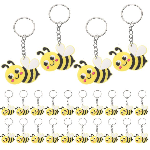 24 Uds. Colgante de abeja de dibujos animados bonito llavero de abeja colgante creativo llavero bolsas colgante