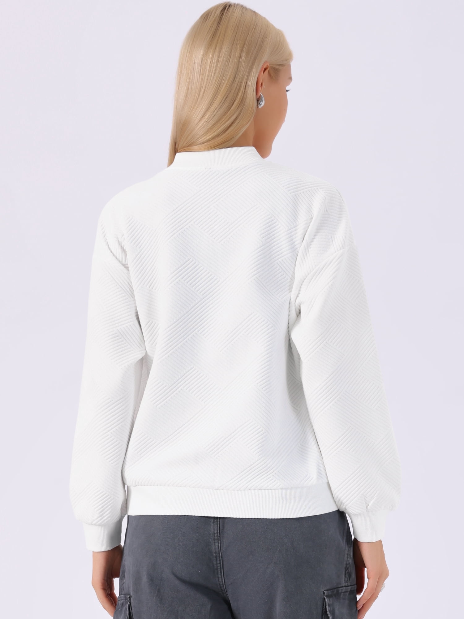 DARING DIVA Women's Zip Up Long Sleeve Spring Outfit Jacket L White
