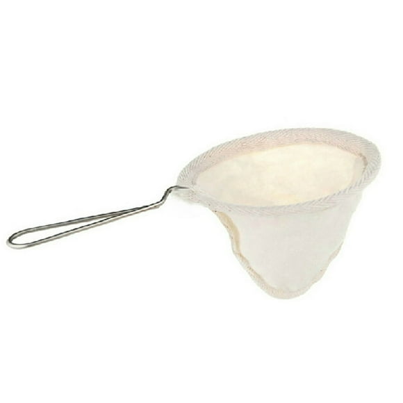 Reusable Stainless Steel Handle Flannel Cloth Strainer Coffee Mesh Filter Bag