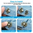 thumbnail image 3 of Uxcell 27x30mm Flower Metal Pants Waist Tightener Adjustable Jeans Button for Loose Pants, 6 Color, 6Pcs, 3 of 5