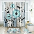 thumbnail image 6 of 4 Piece Shower Curtain Sets, Blue Flower Daisy Vintage Worn Wood with Non-Slip Rugs, Toilet Lid Cover and Bath Mat, for Bathroom Decor Set, 72" x 72", 6 of 11