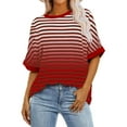 thumbnail image 2 of WCMZJ Striped Shirt for Women Summer, Short Sleeve Oversized T Shirt Color Block Basic Tee Shirt Casual Loose Fit Pullover Tops Red XL, 2 of 4