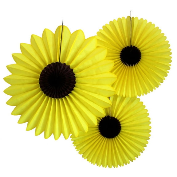 Devra Party Tissue Paper Sunflower Decorations, Set of 3, 13 and 18 Inch