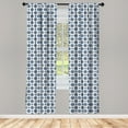 thumbnail image 3 of Ambesonne Dutch Curtains, Rhombuses and Flowers, Pair of 28"x63", Dark Blue and White, 3 of 5