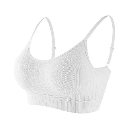 EHTMSAK Sports Bra for Women - High Support Sports Bras Workout bratops Yoga Wireless Bralette Tank cami Bust-Lifting White One Size