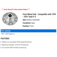 thumbnail image 2 of Front Wheel Hub - Compatible with 1999 - 2001 Saab 9-5 2000, 2 of 2