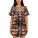 thumbnail image 1 of Balery Deer American Flag Wall Conjunto de Pijama para Mujer con Estampado, Dos Piezas de Manga Corta y Shorts, Ropa de Dormir Suave con Cuello Redondo y Bolsillos-XX-Large, 1 of 6