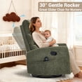thumbnail image 4 of PAPROOS Rocker Recliner with Heat and Massage, Fabric 360°Swivel Rocker Recliner, Glider Rocking Chair for Nursery, Small Manual Recliner with Side Pocket for Home Theater Living Room, Green, 4 of 8