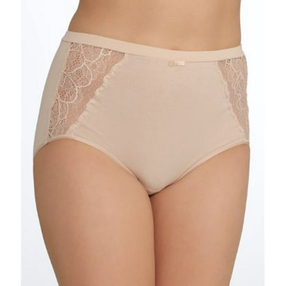 Women's Bali CD61 Lace Desire Cotton Brief Panty (Champagne Shimmer/Lace 6)