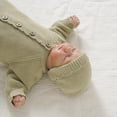 thumbnail image 6 of YIXPOH Baby Long Sleeve Knit Romper Neutral One-Piece Jumpsuit With Button Closure Soft Cotton Knit Outfit Green 9-12 Months, 6 of 10