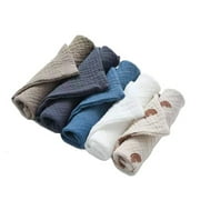 5 Pcs Baby Cotton Square Towel Infant Hand Face Washcloth Handkerchief Muslin Cloth Feeding Bib Burp Cloth Saliva Towel Gifts Blue Series