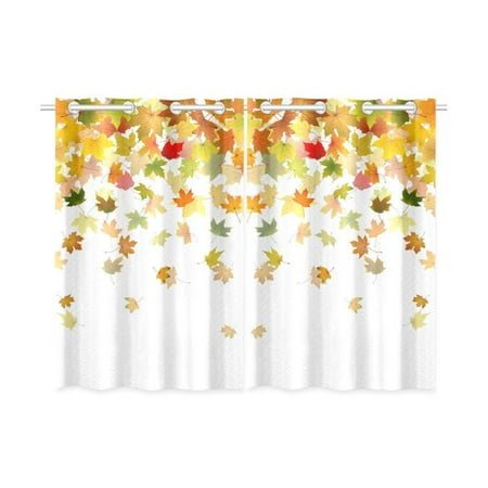 Fall Kitchen Curtains CADecor Fall Window Kitchen Curtain, Falling Maple Leaves Window Treatment Panel Curtains,26x39 inches,Set of 2 ()