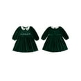 thumbnail image 4 of BemeyourBBs Little Girl Velvet Christmas Dress Deer Bow Holly Long Sleeve Dress, 4 of 9
