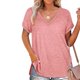 thumbnail image 5 of Jumpingount Camiseta de mujer con cuello en V, manga corta con cuello en V, blusa dividida de color sólido Prendas para la parte del cuerpo Rosado METRO Jumpingount AP003161-12, 5 of 6