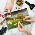 thumbnail image 5 of Landscape Cutting Board, Fall Season Illustration with Mountains and Meadows in Sunset Watercolor Effect, Decorative Tempered Glass Cutting and Serving Board, Small Size, Multicolor, by Ambesonne, 5 of 5