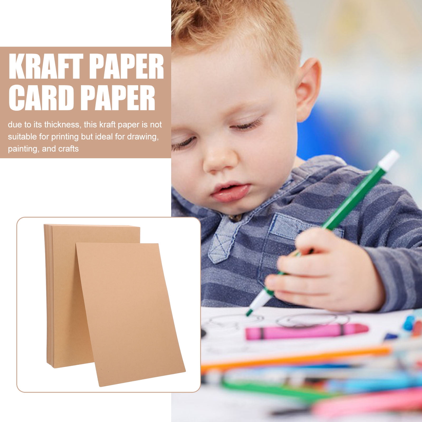 GOOHOCHY 100 Sheets Brown Kraft Cardstock Paper Letter Size 240gsm Thick Card Stock for Crafts, Invitations, Cards & Scrapbooking