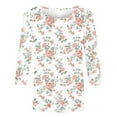 thumbnail image 4 of CYMMPU Loose Fit Round Neck 3/4 Sleeve Spring Tops Blouses for Women Dressy Casual T-Shirts Fall Trendy Shirts Flower Pattern Lightweight Basic Tees Multicolor XL, 4 of 5