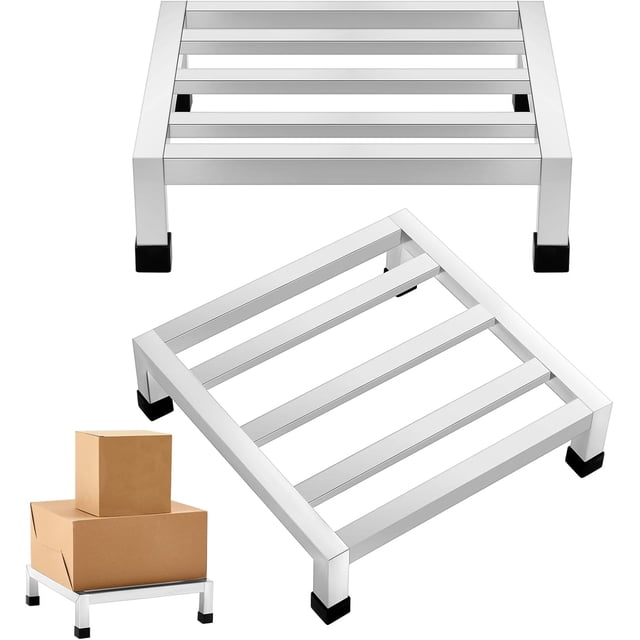 2 Pack Dunnage Rack 13.8" Long x 13.8" Wide, 3.9" Height Stainless Steel Dunnage Rack 1000+ Pound Capacity Storage Commercial Food Service Storage in Restaurant Kitchens Shop