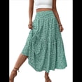 thumbnail image 1 of Falda Midi de Cintura Alta Elástica para Mujer, Informal, de Verano, , con Volantes, Estampado Floral, Corte A. Flores L, 1 of 8