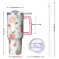 thumbnail image 3 of Vacuum Insulated 40oz Peach Tumblers with Lids Straws Peach Tumbler with Handle Flip Straw Lid Leak Proof Stainless Steel Travel Cup, 3 of 5