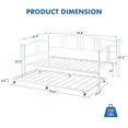 thumbnail image 4 of ChaoLink Twin Metal Daybed with Trundle, Pullout Trundle Bed Frame with Arched Headboard, Guest Sofa Bed with Steel Slat Support, No Box Spring Required, Easy AssemblyWhite, 4 of 8