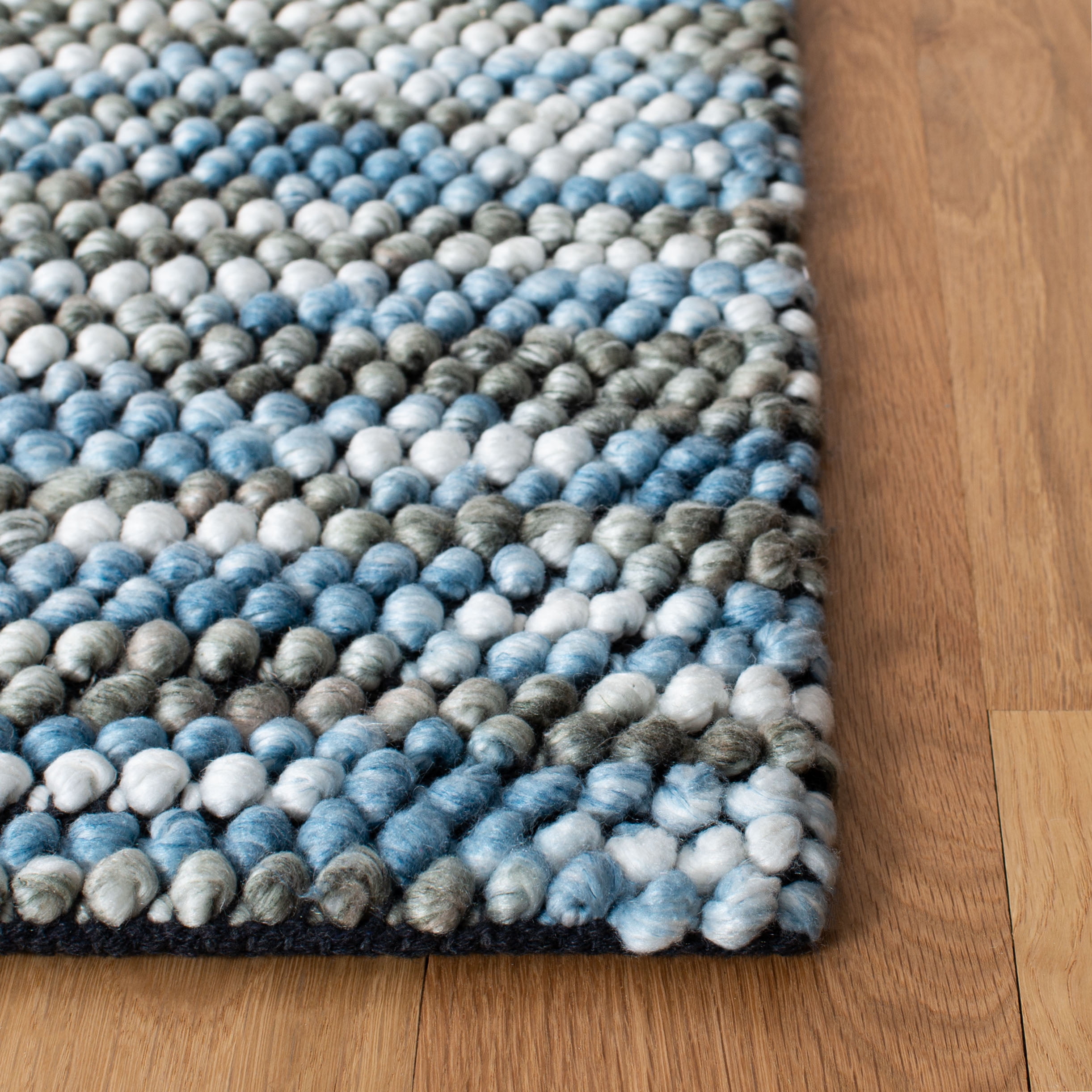 SAFAVIEH Natura Shelby Abstract Area Rug, Blue/Ivory, 6' x 6' Square