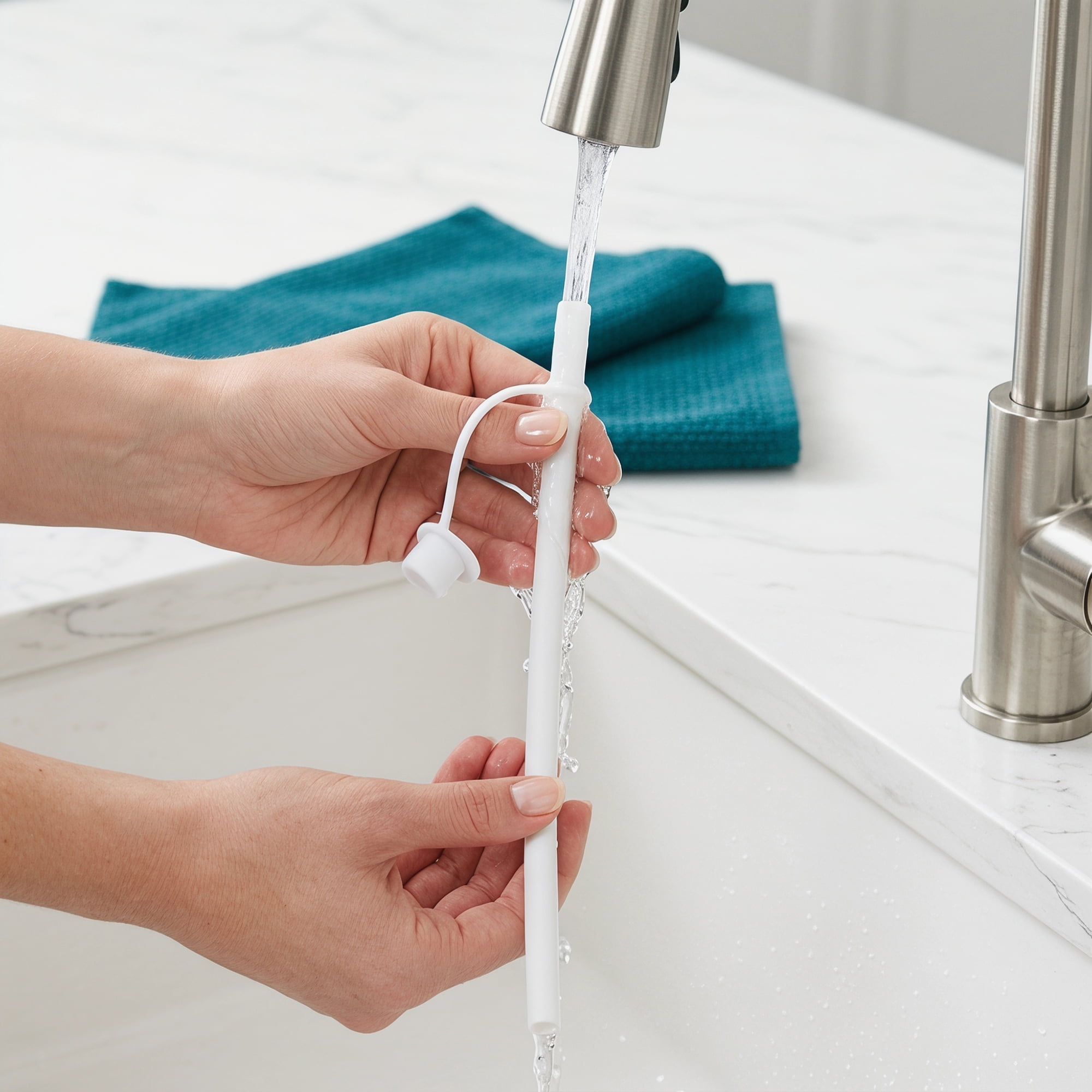 Unique Bargains 6Pcs Reusable Durable Dishwasher Safe Silicone Straws White B