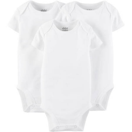 Child Of Mine By Carter's Short Sleeve White Bodysuits, 3-pack (Baby Boys or Baby Girls,