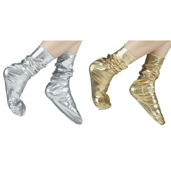 2Pairs Socks（Gold and Silver） - Reflective Socks for Nightlife and Y2K Fashion