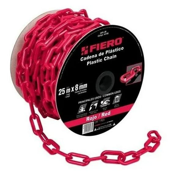 Cadena Plastica 8 Mm X 25 Mt Roja Fiero 44186 Fiero CAPL-8R