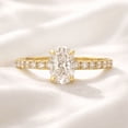 thumbnail image 2 of Jewelerix 1.5 Carat Oval Cut Moissanite Engagement Ring in Vermeil Yellow Gold, Pave Band, Anniversary Gift, 2 of 4