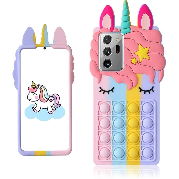 for Samsung Galaxy Note 20 Ultra Case Cartoon Kawaii Cute Fun Funny  Silicone Design Cover for Girls Kids Boys Teen,Fashion Cool Unique Cases  Fidget Color Unicorn(for Samsung Galaxy Note 20 Ultra) 