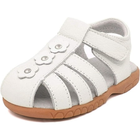 

Girls Genuine Leather Soft Closed Toe Princess Flat Shoes Summer Sandals(Toddler/Little Kid)