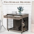 thumbnail image 3 of Pefilos 38" Wooden Dog Crate Furniture with 2 Drawers Storage, Indoor Dog Kennel, Heavy Duty Dog Cage for Large, Gray, 3 of 8