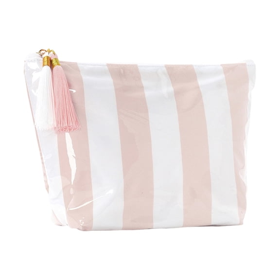 Toiletry Bag | Waterproof Makeup Bag Striped Makeup Bag Pvc Travel Organizer Tassel Bag Cosmetic Organizer for Weekend Getaways, Great Birthday Gift for Women