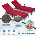 thumbnail image 4 of Ensemble de 2 Chaises de Patio - Chaises Longues Pliantes en Rotin avec Coussins Rouges, Réglables à 5 Positions pour Bord de Piscine, Terrasse, Cour Arrière, 4 of 8