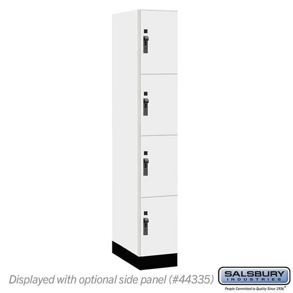 Salsbury Industries 44161AW 12 in. Wide Premier Wood Locker - Four Tier - 1 Wide - 6 ft. High - 21 in. Deep - Arctic White - Hasp