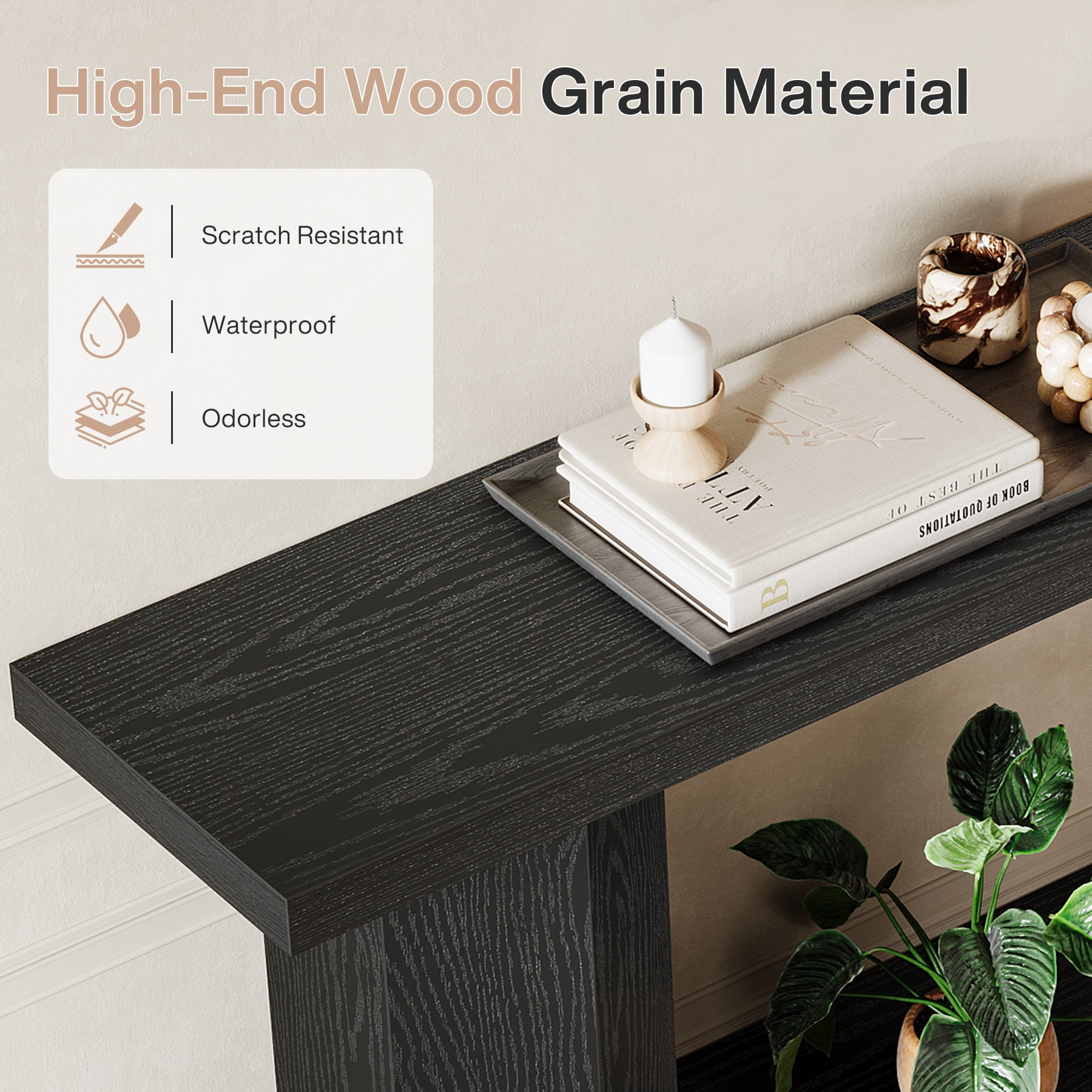 Tribesigns 71-inch Long Console Table for Entryway, Farmhouse Wooden Sofa Table Behind Couch for Living Room, Hallway, Foyer, Black