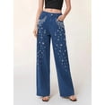 thumbnail image 5 of Women'S High Waisted Jeans Boyfriend Baggy Wide Straight Leg Casual Denim Pants Trousers XS, 5 of 9
