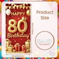 thumbnail image 2 of Golden Decor Happy 80th Birthday Banner Red Background 80th Birthday Display Crown Design Balloon Elements Golden Birthday Backdrop for Elderly Birthday Family Gathering Milestone Party, 2 of 9
