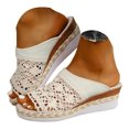 thumbnail image 3 of DAFEI Platform Slip on Sandals for Women Summer Wedges Slides Flatform,Open Toe,Bohemia for Beach Wedding, 3 of 8